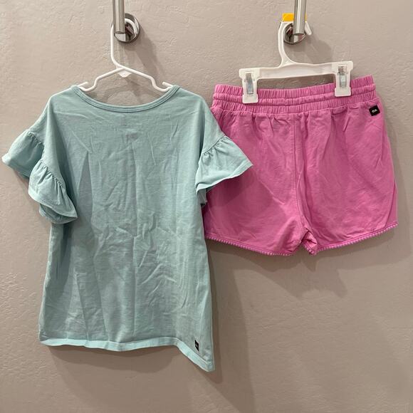 Tea Collection Lemon Floral Ruffle Shirt & Pink Pom Shorts Outfit - Picture 9 of 12